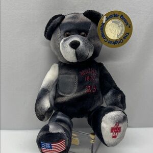 Collectible Quarter Bear Maine #23 Plush Bear - Black & Gray with Red Embroidery